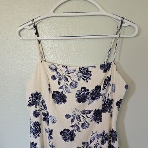 Lush | Blue Floral Linen Blend Mini Dress Size Large